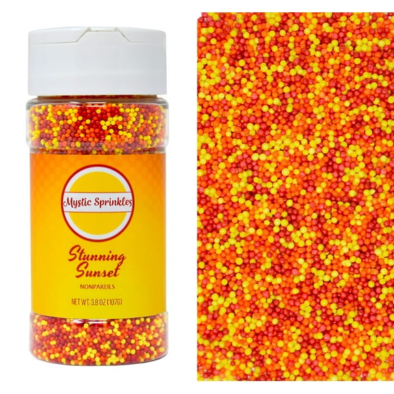Mystic Sprinkles Stunning Sunset Nonpareils Mix 3.8 Ounce Bottle
