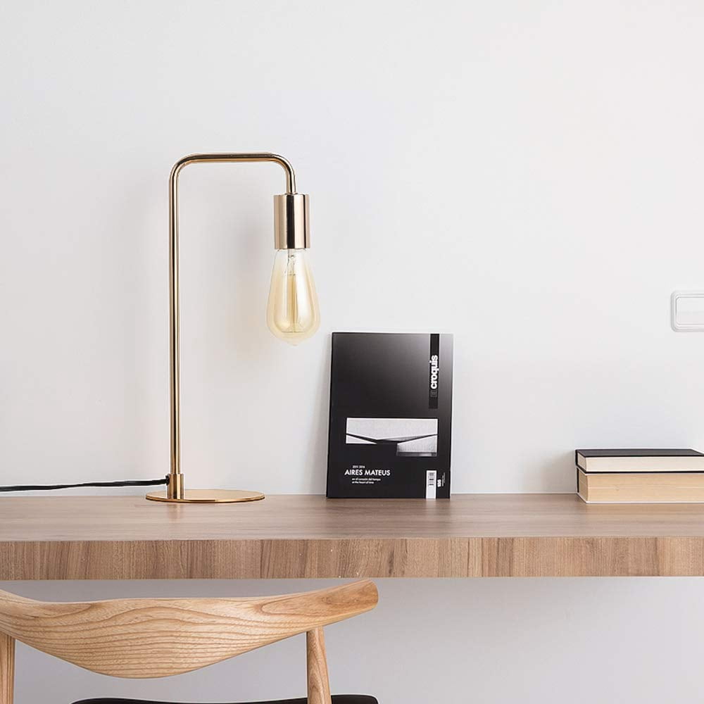 Gold Modern Desk Lamp Industrial Bedside Lamp for Bedroom Office Dormitory