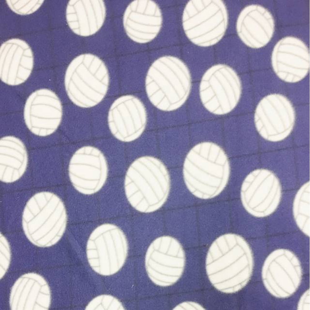 Volleyballs Purple Fleece Fabric Style F1072 Free Shipping