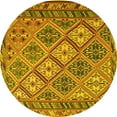 thumbnail image 1 of Ahgly Company Machine Washable Indoor Round Persian Yellow Traditional Area Rugs, 3' Round, 1 of 4