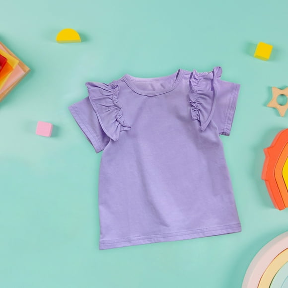 Children's Summer T Shirt Short Sleeve Round Neck Solid Color Top Casual Going Out For 1 To 7 Years Undershirt Toddler Girl Girls Spandex Top Glitter Tops for Toddler Girls Tunic Top Girls Girls Size