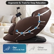 2026 4D Massage Chair,Full Body Zero Gravity with SL Track,Heat, AI Control,12 Auto Programs, Brown
