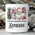 thumbnail image 2 of Coquette Pink Christmas Personalized Mug, It's The Most Wonderful Time Of The Year Vintage Gift with Custom Name, 2 of 5