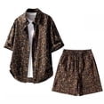 thumbnail image 2 of CONFREE Mens 2 Peice Shorts Sets Casual Men's Summer Outfits Set Leopard Y2K Buttons Shirts Shorts Streetwear Track Suit for Men, 2 of 9