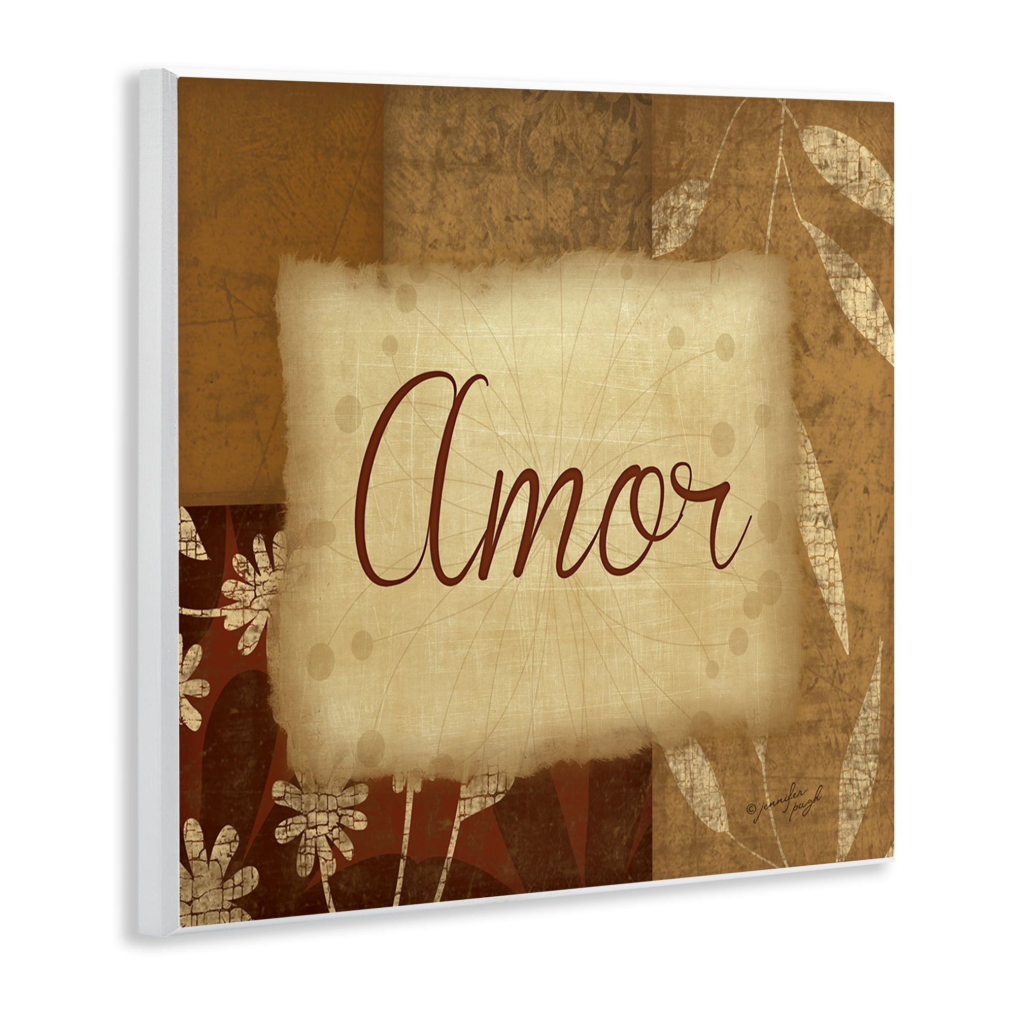 Stupell Industries Amor con Flores Tradicionales Typography and Symbols Painting Unframed Art Print Wall Art, 12 x 12
