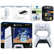 Sony PlayStation 5 Astro Bot Slim Digital Bundle with Disc Drive, Extra Controller, Vertical Stand, MightySkins Game Collection Services and 2 Year Extended Warranty - Chroma Pearl