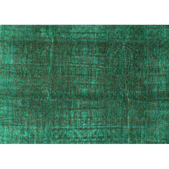 Ahgly Company Indoor Rectangle Oriental Turquoise Blue Modern Area Rugs, 7' x 10'