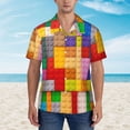 thumbnail image 4 of Lsque Colorful Plastic Blocks Pattern pattern Hawaiian Shirt for Men, Unisex Summer Beach Casual Short Sleeve Button Down Shirts-Small, 4 of 9