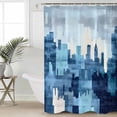 thumbnail image 6 of Shower Curtains Blue White Bath Curtain Retro Style Waterproof Bathroom Shower Curtain Set with Hooks Decoration 72 x 72 Inches, 6 of 7