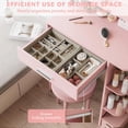 thumbnail image 6 of Vanity Desk with Mirror and Lights, Akaber 26.4" Makeup Vanity with Large Drawer, 6 Storage Levels, Small Pink Vanity Desk with Large LED Mirror, 6 of 7