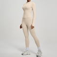 thumbnail image 5 of Women's Zipper Jacket and Leggings Set, High Waist Workout Outfit with Tummy Control, Butt Lifting Yoga Pants and Long Sleeve Top for Running, Gym, Yoga and Casual Sportswear Beige, 5 of 7