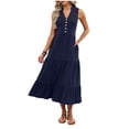 thumbnail image 3 of TaTaai Ladies V Neck Sleeveless Midi Dress Solid Color Casual Summer Slip Stretch Fabric Shift Everyday Basic Dress Gift, 3 of 9