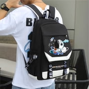 Lvelia Boys School Backpacks for Kids, Fashion Large Capacity School Bag,Waterproof Bookbags with USB Charge Port,Spaceman Printed Black
