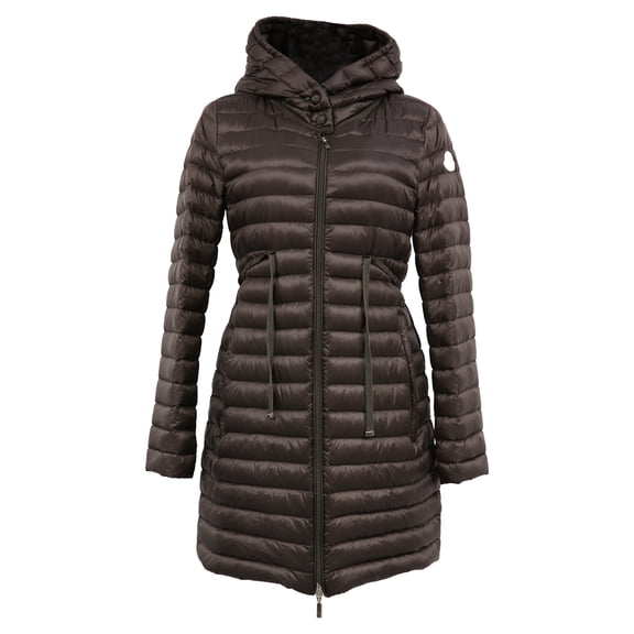 Pre-Owned Moncler Packable Barbel Down Coat in Brown Polyamide