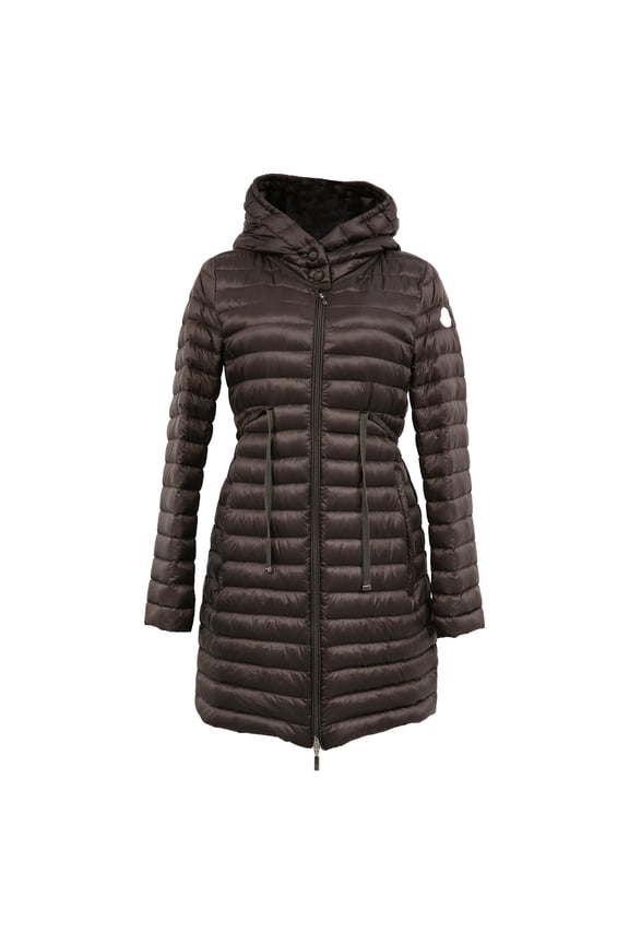 Pre-Owned Moncler Packable Barbel Down Coat in Brown Polyamide