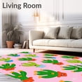 thumbnail image 2 of ODIKA 8'x10' Machine Washable Non-Slip Area Rug, Whimsical Cactus Garden with Cheerful Faces and Playful Southwestern Motifs High Traffic Rug, Pink, 721906, 2 of 7