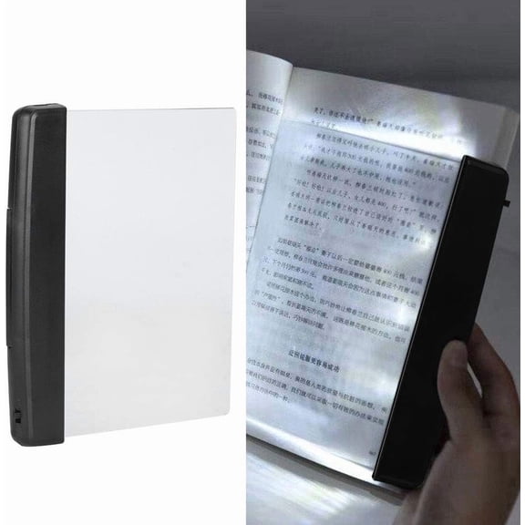 Flat LED Book Light for Reading in Bed, Portable Full Page Book Reading Light Illuminator Panel Plate Lamp Board Wireless Slim Battery Operated Reading Lamp for Home, Travel