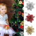 thumbnail image 3 of 10Pcs Christmas Glitter Artificial Poinsettia Flowers Xmas Poinsettia Artificial Wedding Flowers Decorations Xmas Tree Ornaments for Party Favors, 4.8inch, 3 of 4