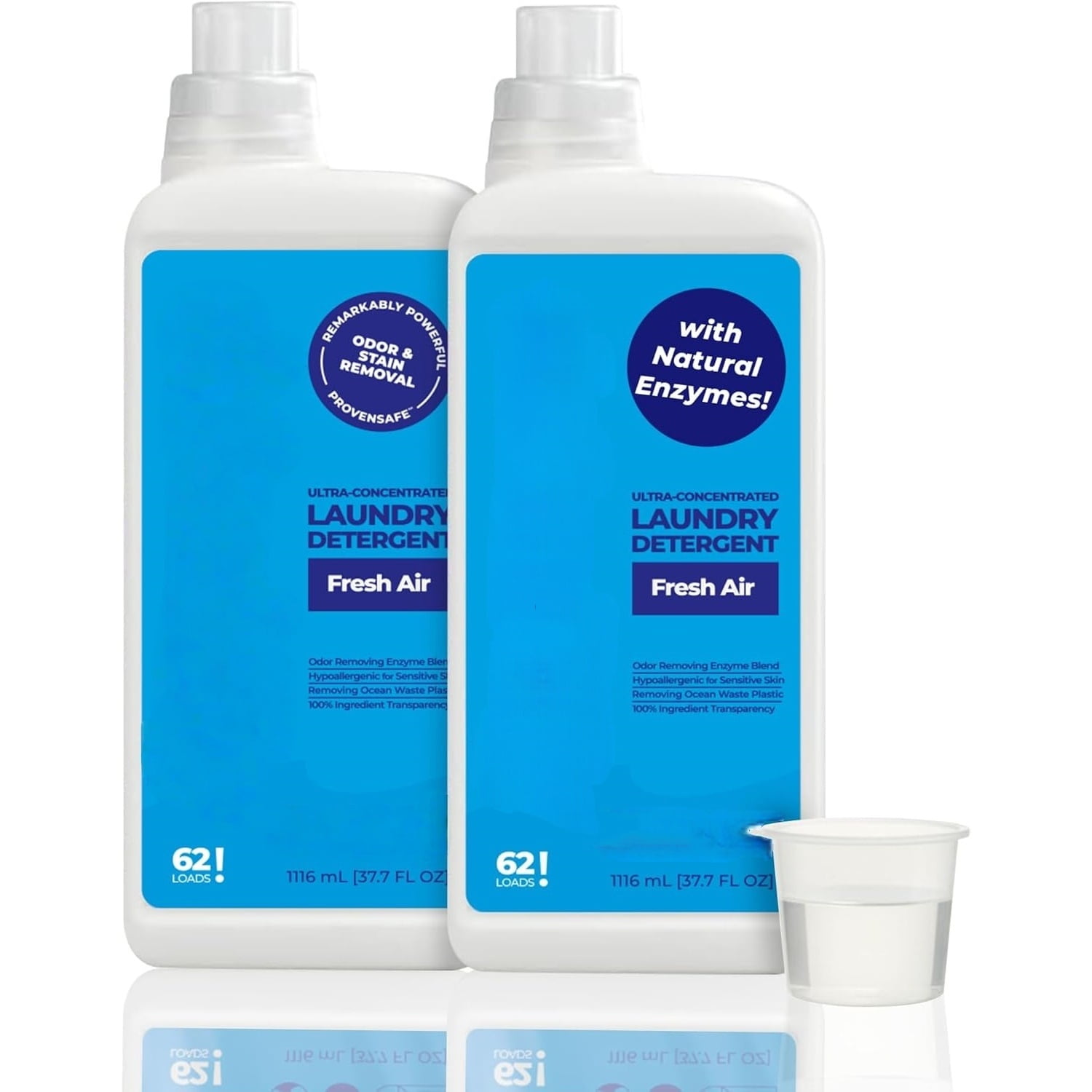 Laundry Detergent 124 Load. Crisp, Clean 'Fresh Air' Essential Oil Liquid Laundry Detergent Washing Soap for Sensitive Skin.