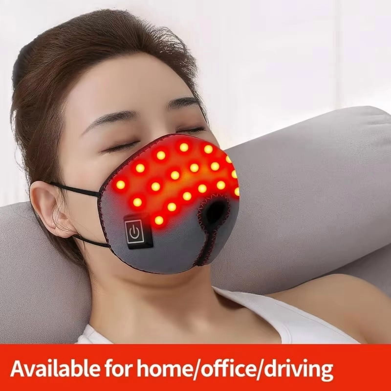Heated Nose & Face Massager – Red Light Warming Mask, Built-in Battery, 3 Heat Levels, Auto-Off Timer, Washable, USB Rechargeable, Portable Sinus Comfort