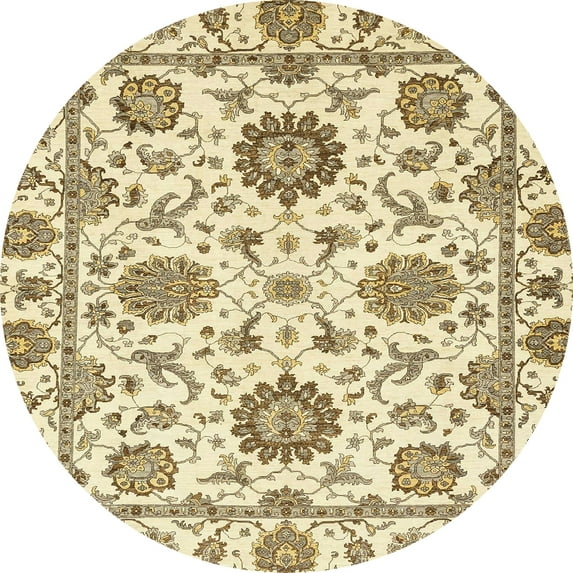 Ahgly Company Indoor Round Abstract Sun Yellow Abstract Area Rugs, 7' Round