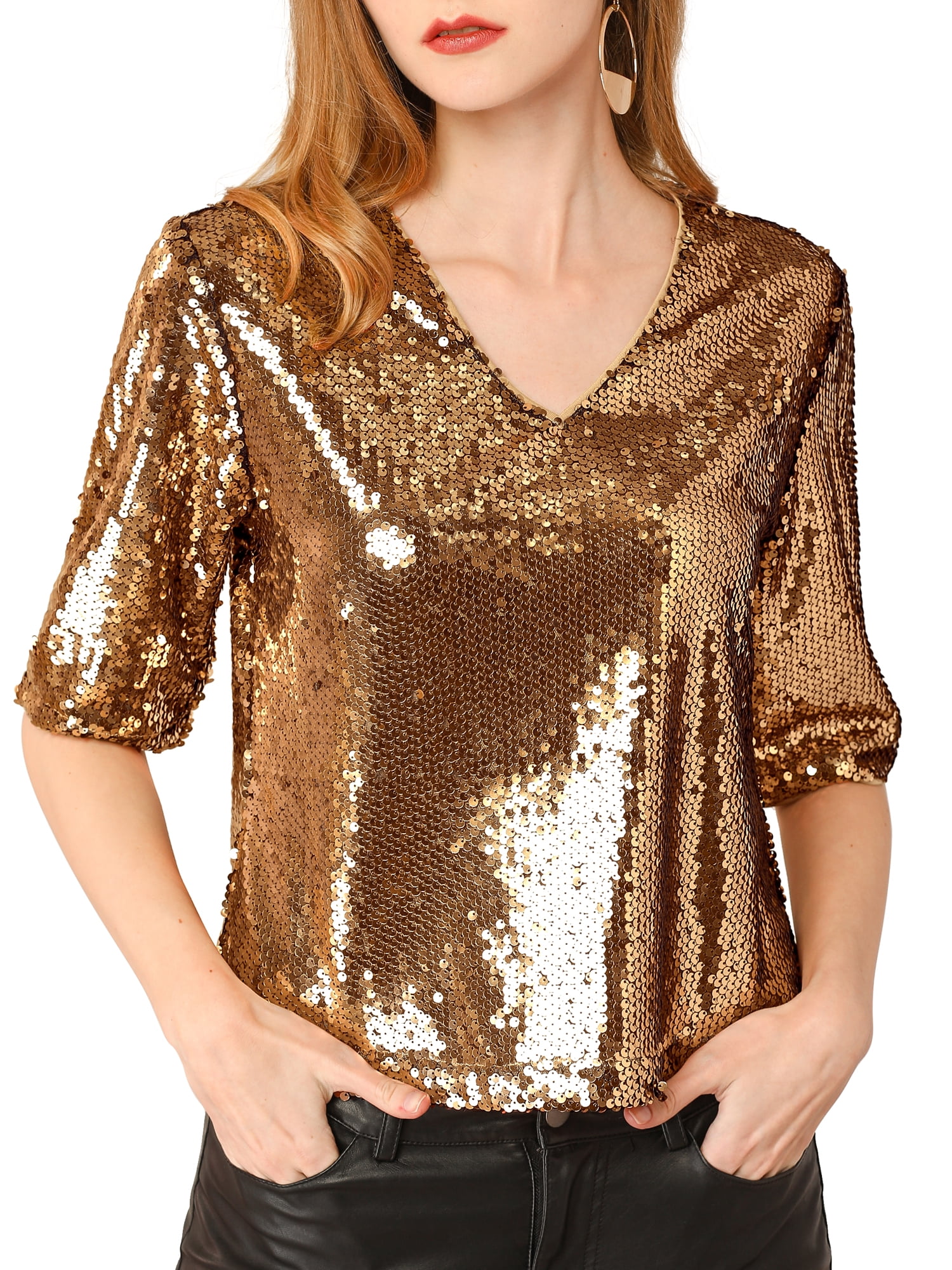 metallic sequin top