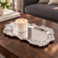 thumbnail image 2 of Vintage Metal Serving Tray for Jewelry, Dessert, Embossed Rectangle Vanity Decor Tray, Versatile Serving Tray For Home Wedding Display Table & Birthday Party (4.84x7.87", Silver-1Pc), 2 of 6