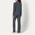 thumbnail image 5 of Womens Plus Size Pajama Sets Long Sleeve Button Up Pjs and Casual Wide Leg Pants Knit Solid Color Fall Sleepwear Set with Pocket Size S-5XL, 5 of 8