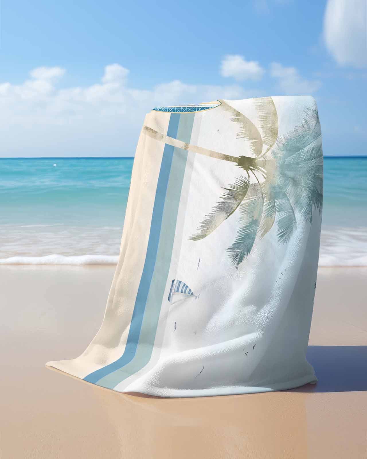 Summer Beach Chair Beach Towels Oversized Super Absorbent, Coastal Palm Trees Canoeing Lightweight Bath Towel Quick Dry Sets For Bathroom/Pool/Rv Camping/Beach Play/Gym Room/Picnic 23"x47"