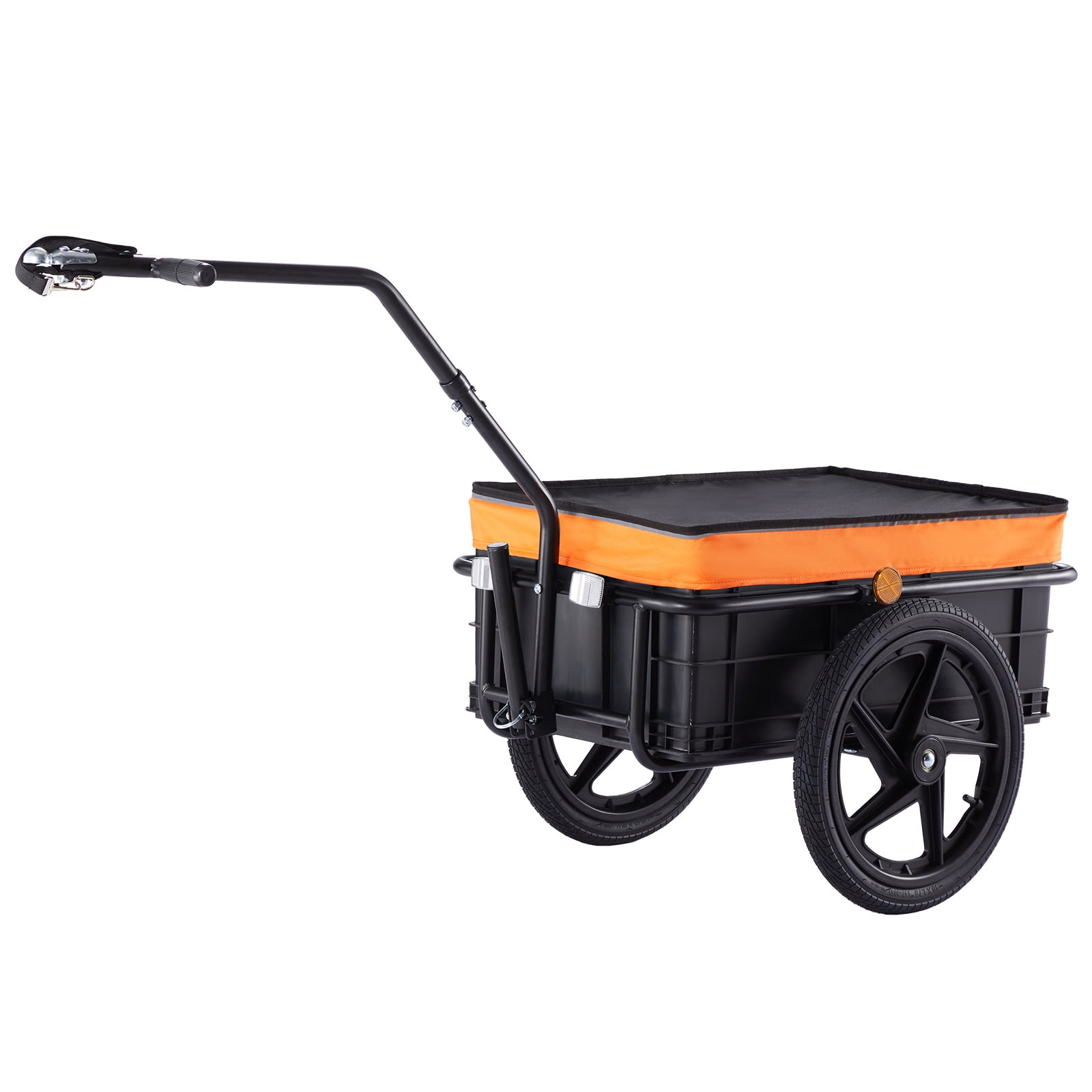KFFKFF Bike Trailer for Cargo, 88 lbs Capacity, Sturdy Transport Cart, Foldable Design for Easy Storage, Comes with Water-Resistant Cover, 16' Wheels, Safety Reflectors, Fits 24'-28' Bikes