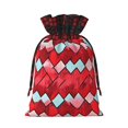 thumbnail image 3 of Color Matching Linen Bundle Mouth Gift Bag Can Be Used For Daily Small Items Red Colorful Houndstooth Hand-Drawn Sketch_4 Medium, 3 of 8