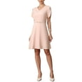 thumbnail image 2 of INSPIRE CHIC Short Sleeve Dress for Women's V Neck Petal Sleeve Dressy Casual Midi Dresses with Belt M Pink, 2 of 6