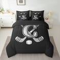 thumbnail image 2 of Homewish Kids Teens Ice Hockey Bedding Comforter Set 7 Pieces for Boys Girls, Black Gray Monogrammed Full Bedding Set, Sports Themed Fitted Sheet Flat Sheet, Microfiber Bedroom Decor, 2 of 8