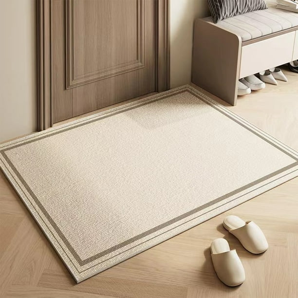 Alfombra a Rayas | Alfombra Suave de Poliéster para Salón y Dormitorio | 60X40Cm Beige o Negro | Alfombra de Interior para Hogar y Balcón
