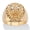 Yellow Gold-Plated Brass, variant on Men's Round Diamond Accent 18k Gold-plated Sterling Silver Lion Head Ring