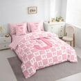 thumbnail image 3 of jejeloiu Monogrammed J Letter 7 Pieces Bedding Comforter Set,Pink Bowknot Plaid Full Bedding Set For Bow Girl Reversible, 3 of 8