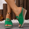 thumbnail image 3 of Rokment Orthopedic Wedges Slip on Dressy Sandals for Women Ladies 2026 Summer Trendy Casual Leather Arch Support Platform Heeled Dress Slides Business Office Work Green Size 9.5, 3 of 7