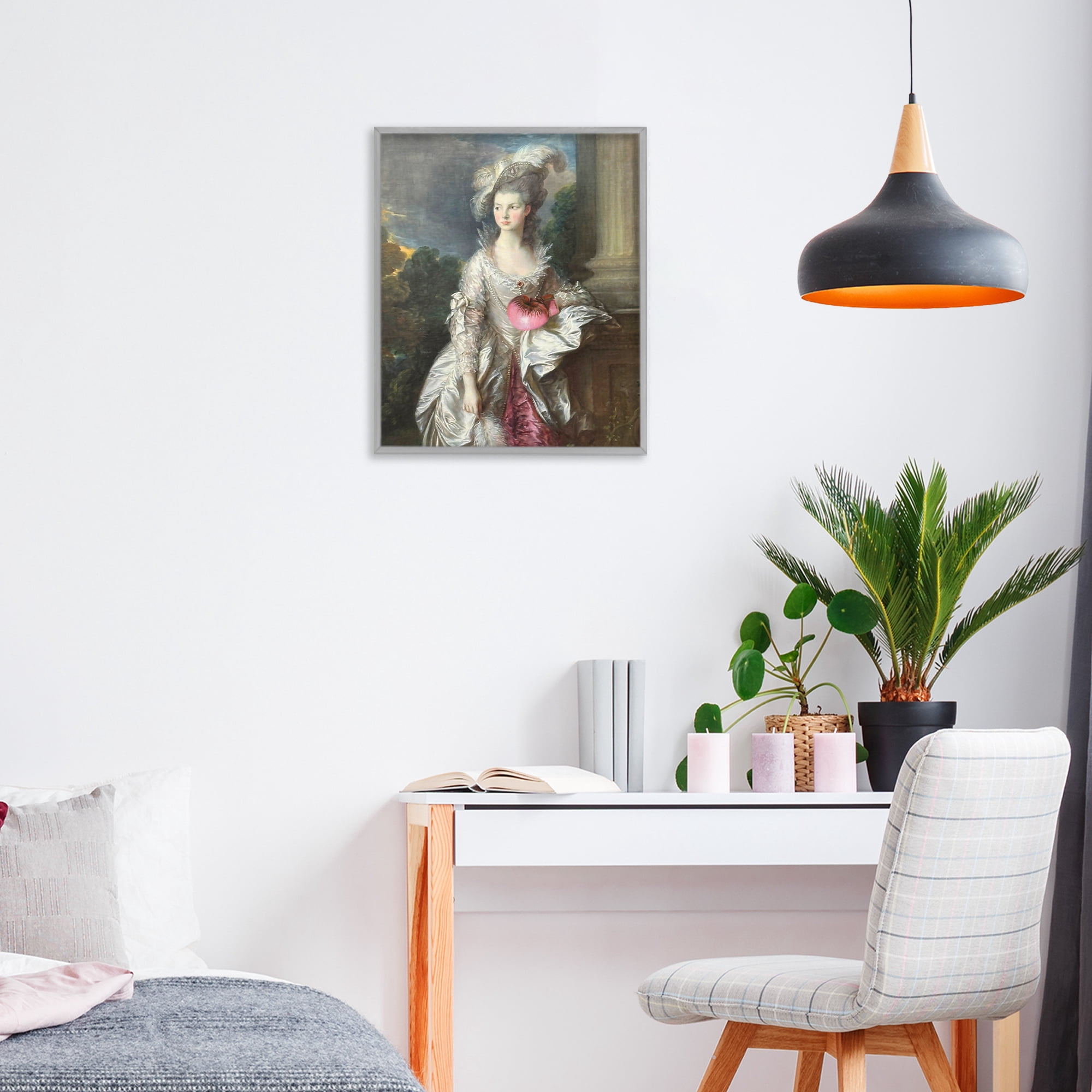 Stupell Industries Historical Lady with Boxing Glove Gray Framed Giclee Art, design by Grotto Studios
