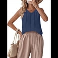 thumbnail image 2 of Camisetas de Sin Mangas para Mujer, Blusas Informales Holgadas con Cuello en V, Blusas Tipo Túnica, Azul Oscuro, Talla M, 2 of 9