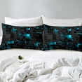 thumbnail image 4 of YST Teal And Black Bedding Sets Full,Neon Turquoise Geometric Check Bed Sheets Stereoscopic Abstract Plaid Grid Sheet Set Geometry Square Fitted Sheet + Flat Sheet + 2 Pillow Cases, 4 of 5