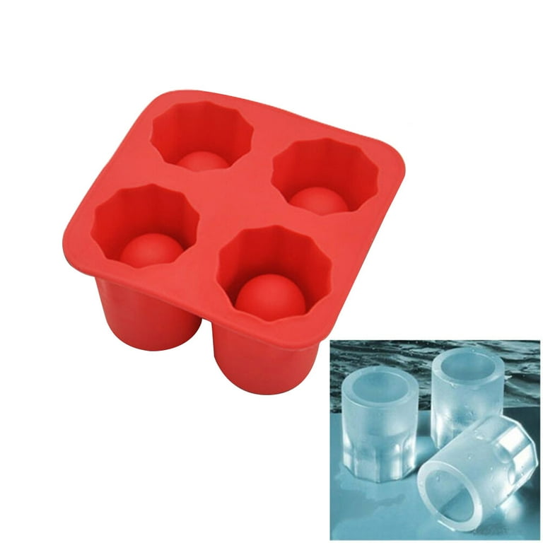 2 X Round Ice Shot Glasses Cube Tray 4 Cup Plastic Mold Cool Jello