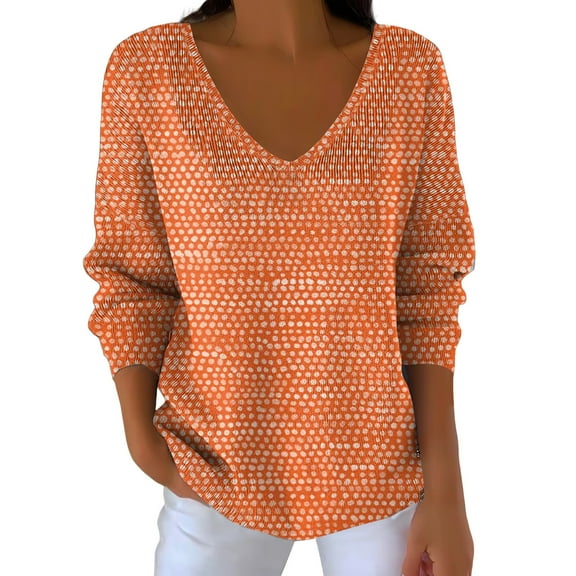 Yigetop V Neck Sweatshirt Women, Women's Casual Autumn Sweater Striped Long Sleeve T Shirt Graphic Shirt Fall Sweatshirts for Women Women's Sweatshirt Gold L