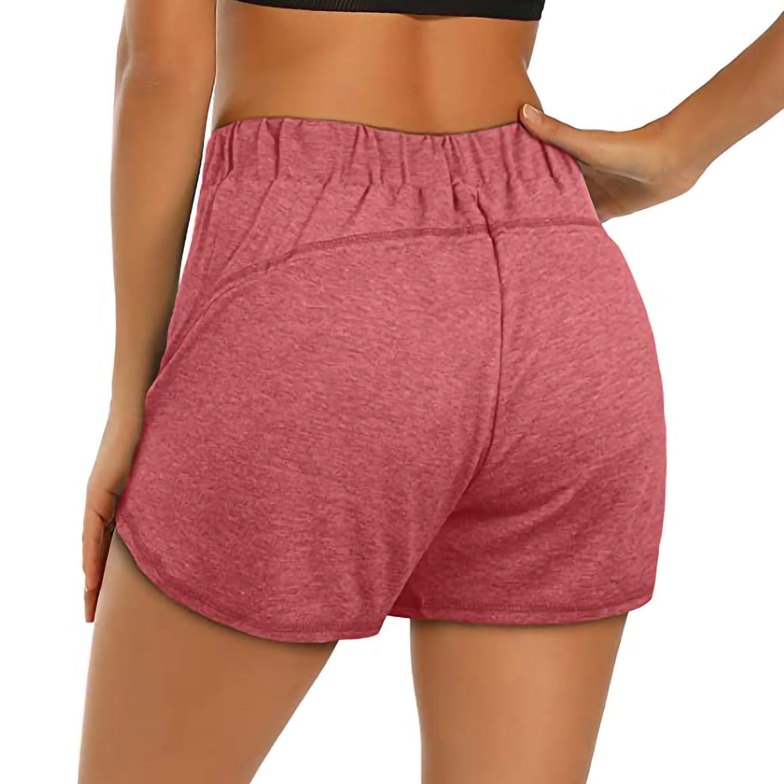 IZHH Women Elastic Waist Casual Running Fitness Workout Shorts with Side Pockets 
