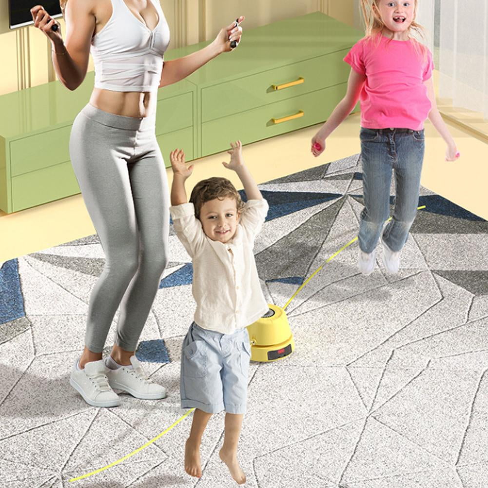 Smart Jump Rope Machine, Hands-Free Automatic Floor Jump Rope for Kids & Adults,1-10 Speed Level Adjustment Multiplayer Fitness Trainer LED Display Counter,Rechargeable for Family & Home