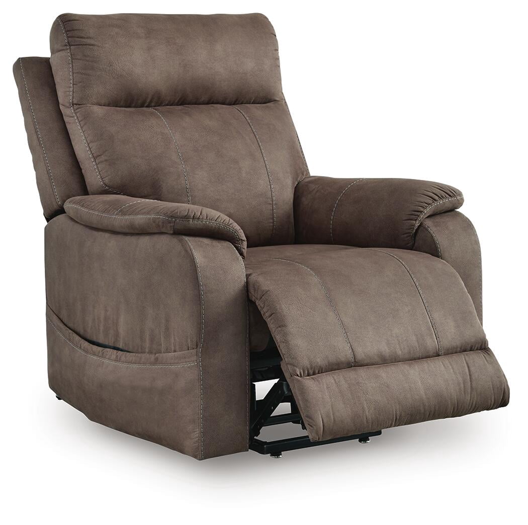 Signature Design by Ashley Crestmeade Power Lift Recliner Chair with Heat, Massage, USB Charging - Espresso Brown Faux Leather Electric Lift Chair