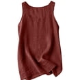 thumbnail image 5 of BUIGTTKLOP Womens Tank Tops Summer Cotton Linen Sleeveless Blouse Crewneck Front Split Loose Beach Tunic Top Shirt, 5 of 5