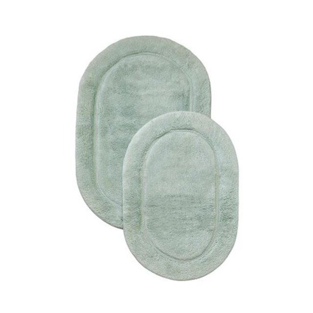 Superior BATHRUG-OV2PC-SG Cotton Oval Bath Rug Set - Sage, 2 Pieces