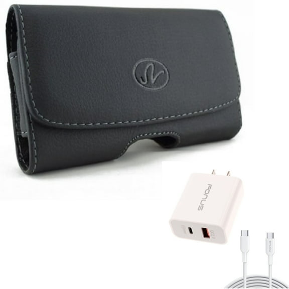 Case Belt Clip & 36W PD Home Charger for Samsung Galaxy S22 Plus,S21,Plus,S20 Plus,Fan Edition,FE 5G - Leather Swivel Holster   Fast Type-C 6ft Long Cable USB-C Combo