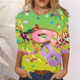 thumbnail image 2 of YDLCAFD Running Shirts Women Women Suitable Tops Round Neck Three Quarter Sleeve Comfortable Floral Print Blouse T Shirts Womens Ribbed Tank Tops Spaghetti Strap Tank Tops for Women, 2 of 4