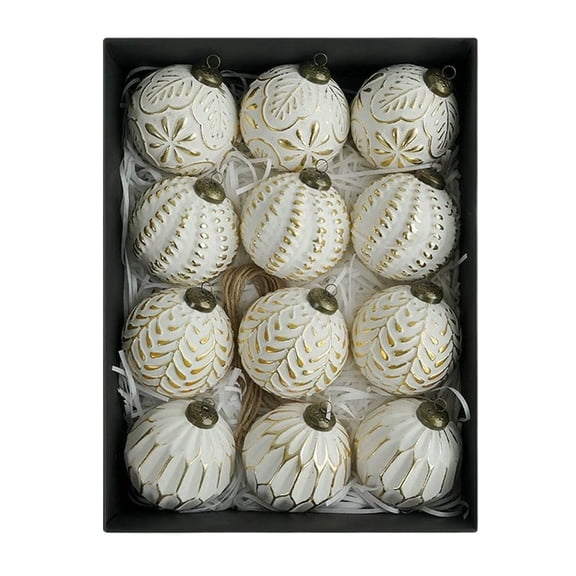 12 Pack Antique Christmas Ball Ornaments 3.12" Vintage Shatterproof Plastic Bulbs for Xmas Tree Ball Hanging, Bulbs Decorations Set, Holiday Wedding